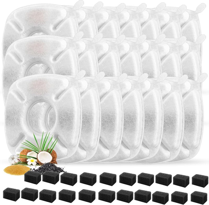 Porens 42 Pcs Cat Water Fountain Replacement Filters-21 Pack Water Fountain Filters 21 Pack Pre-Filter Sponges, Pet Fountain Replacement Filters Fit for 95oz/2.8L Cat Pet Fountain - Image 1